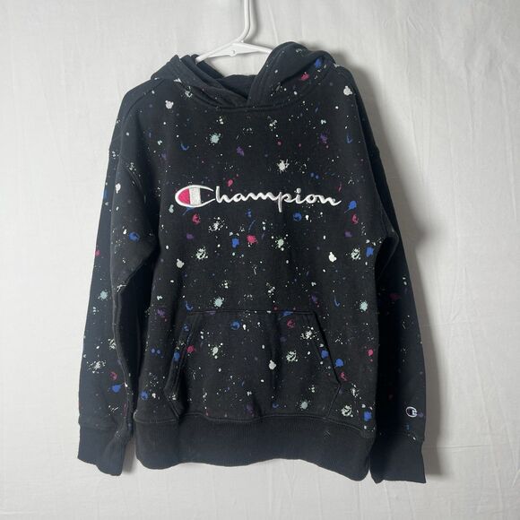 Lot Of 2- Champion Girls Black & Gray Pullover Logo Hoodies Sweater Size Small - Picture 2 of 9